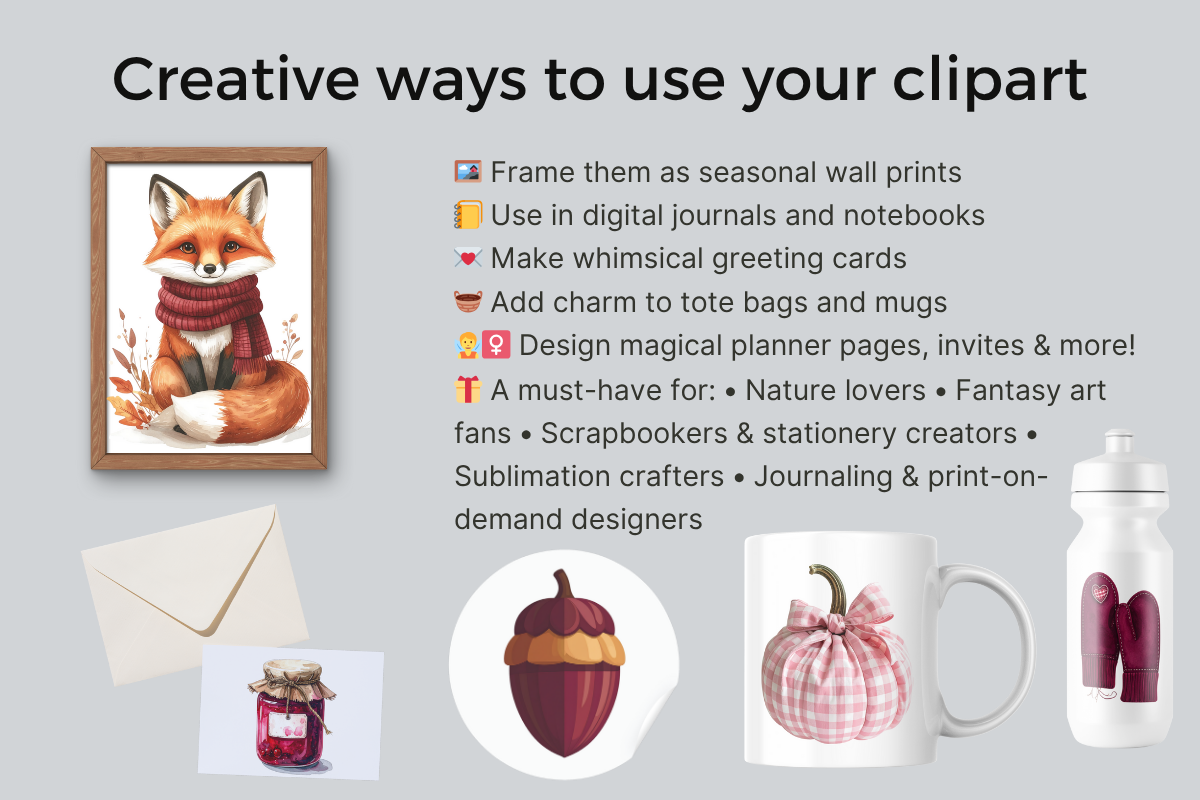 Burgundi Autumn Clipart Bundle – 200 Fall Designs