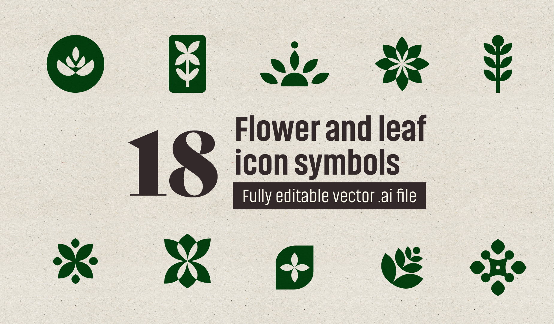 Flower and leaf vector icon set