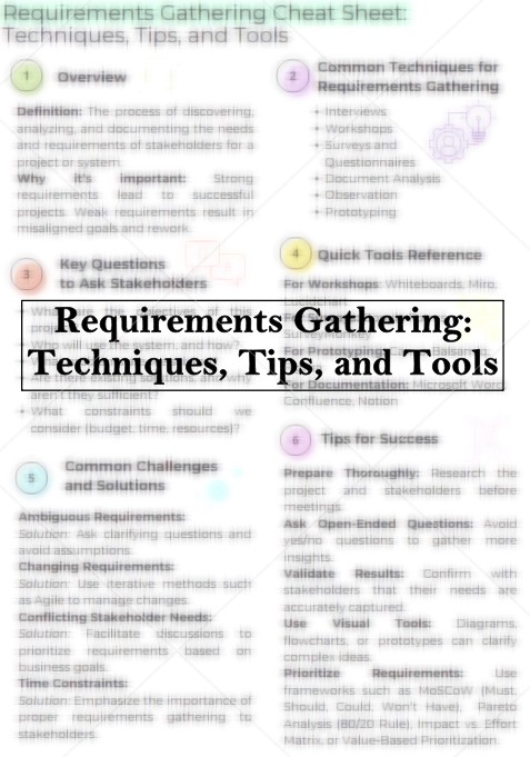 Requirements Gathering Cheat Sheet: Techniques, Tips, and Tools