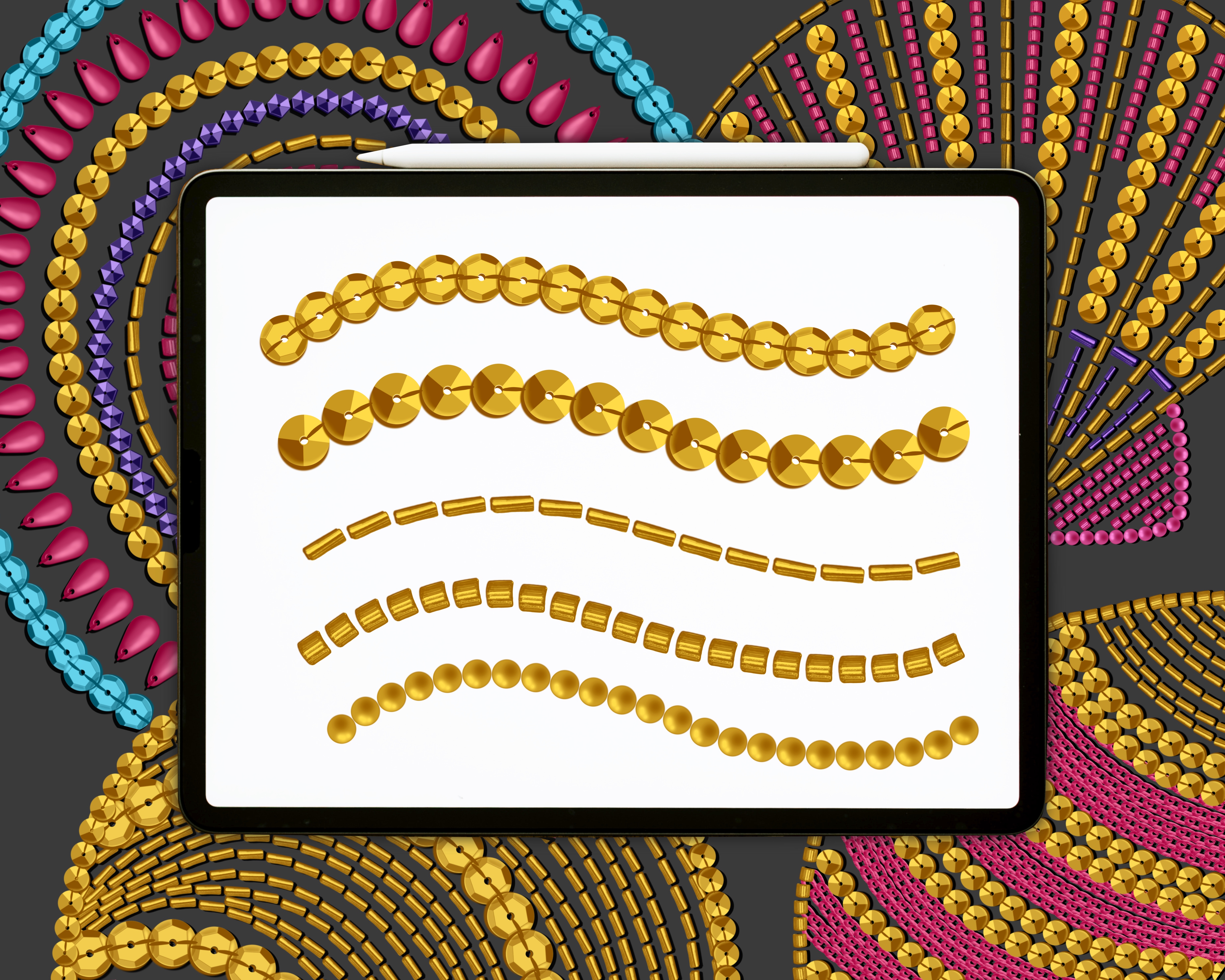 Procreate Embroidery & Sequin Dual Colour Brushes