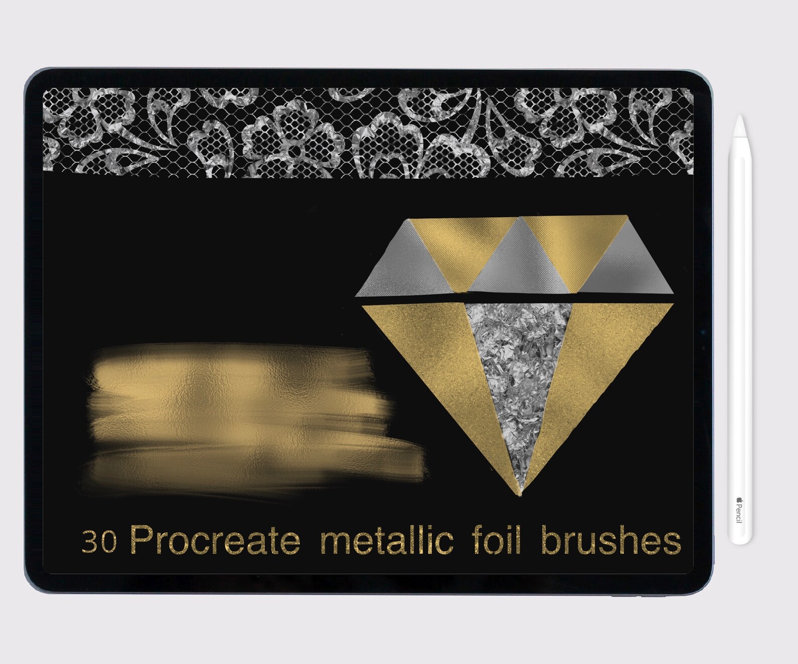 Procreate foil brushes with colour palette