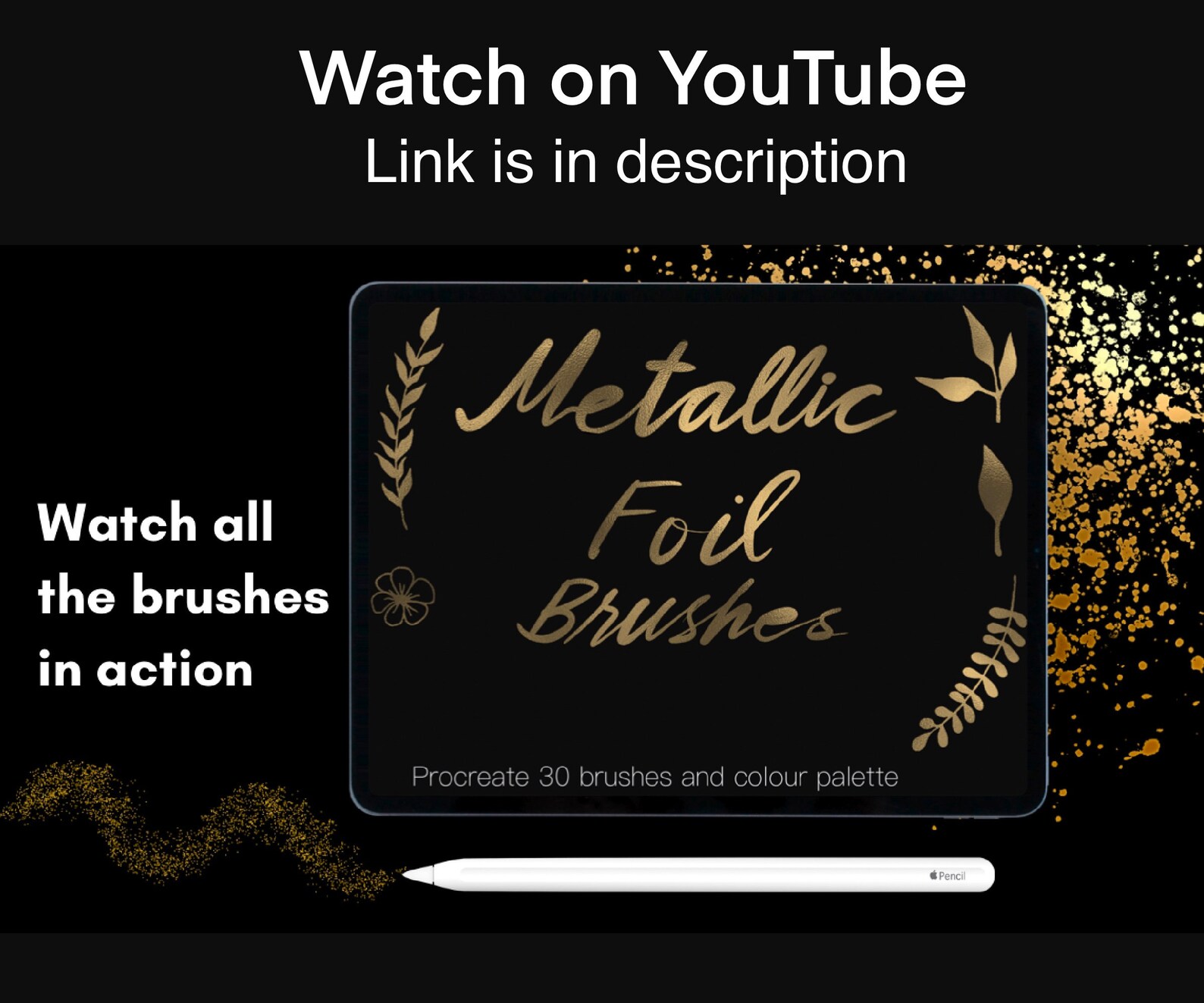 Procreate foil brushes with colour palette