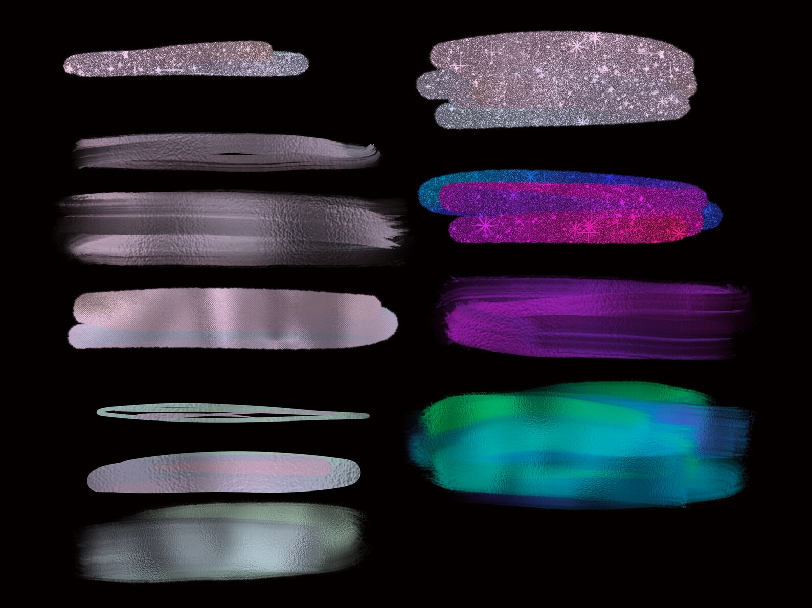 Procreate foil brushes with colour palette