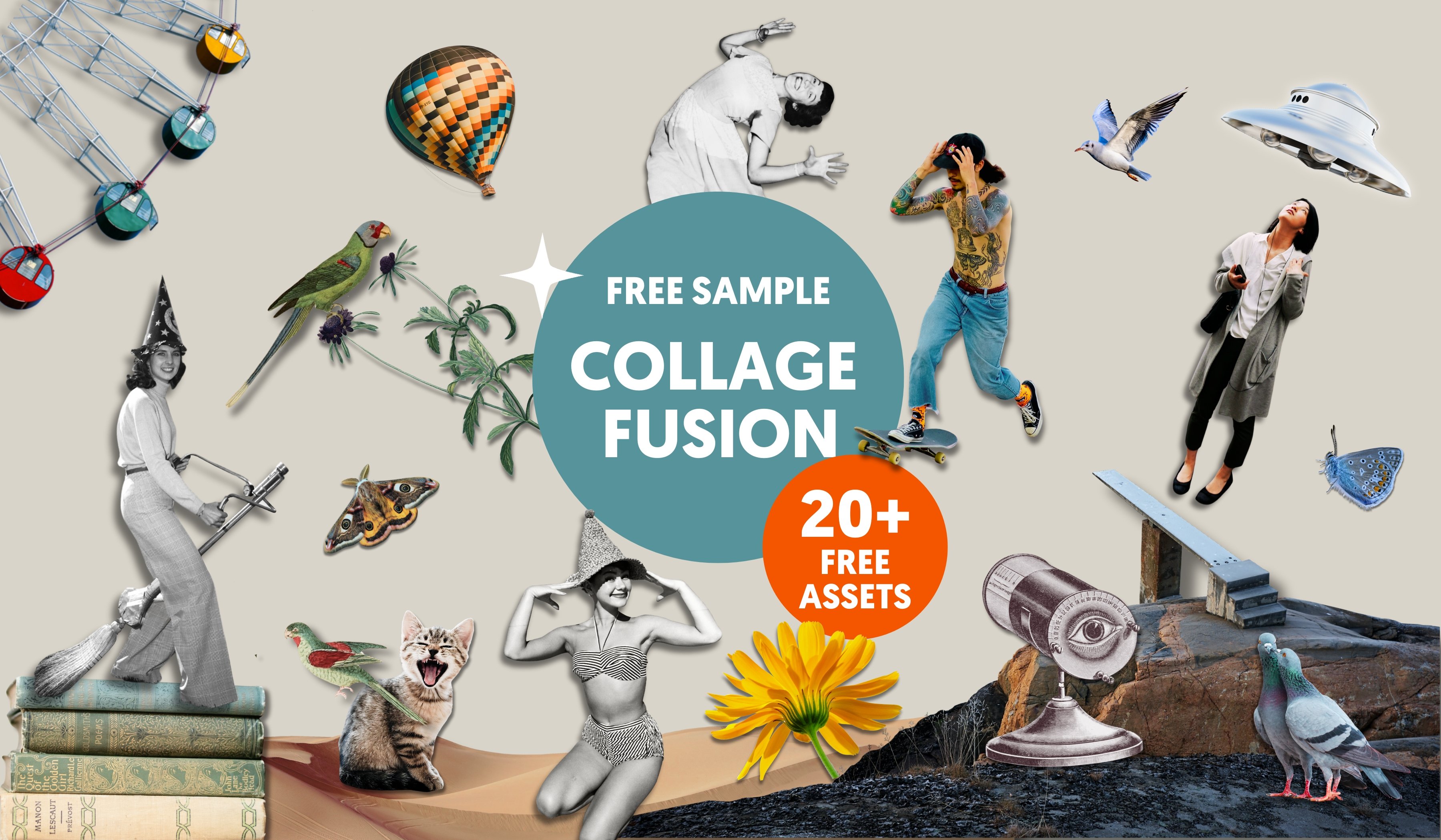 Collage Fusion Kit: 275+ Vintage & Modern Images for Creatives