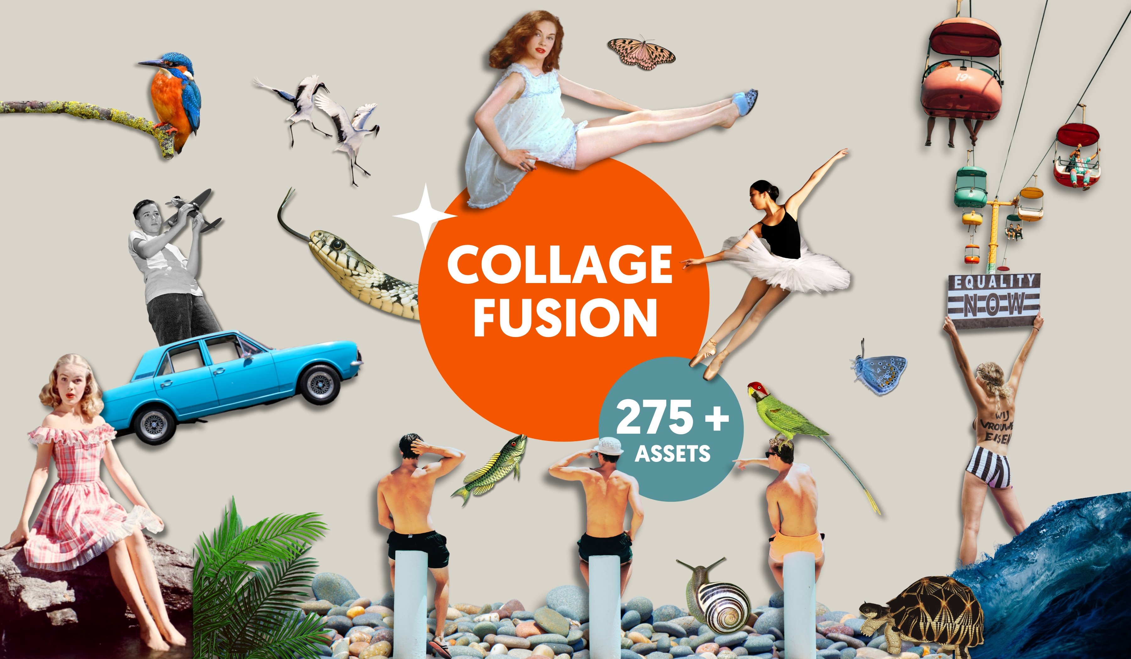 Collage Fusion Kit: 275+ Vintage & Modern Images for Creatives