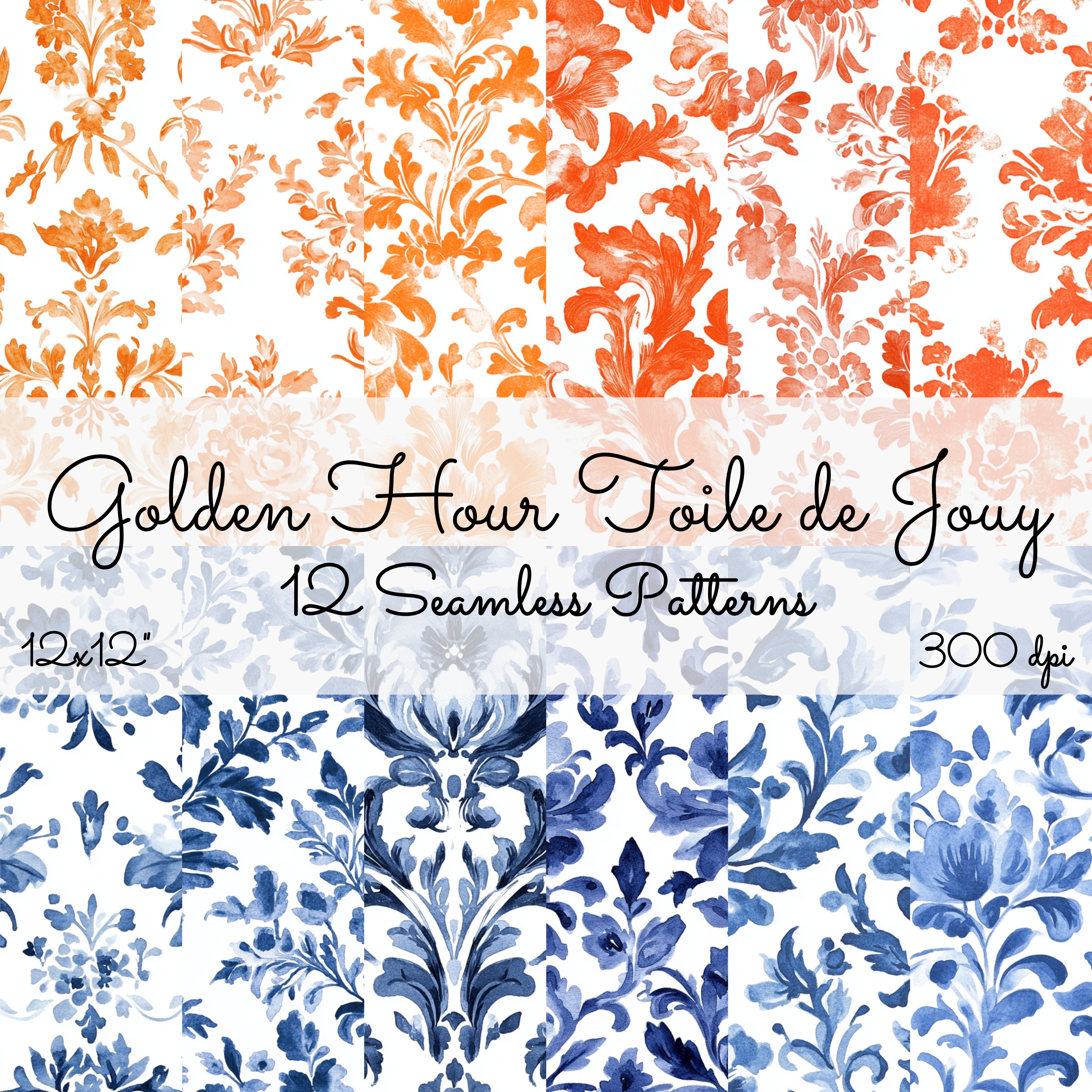 GOLDEN HOUR TOILE DE JOUY Seamless Digital Papers