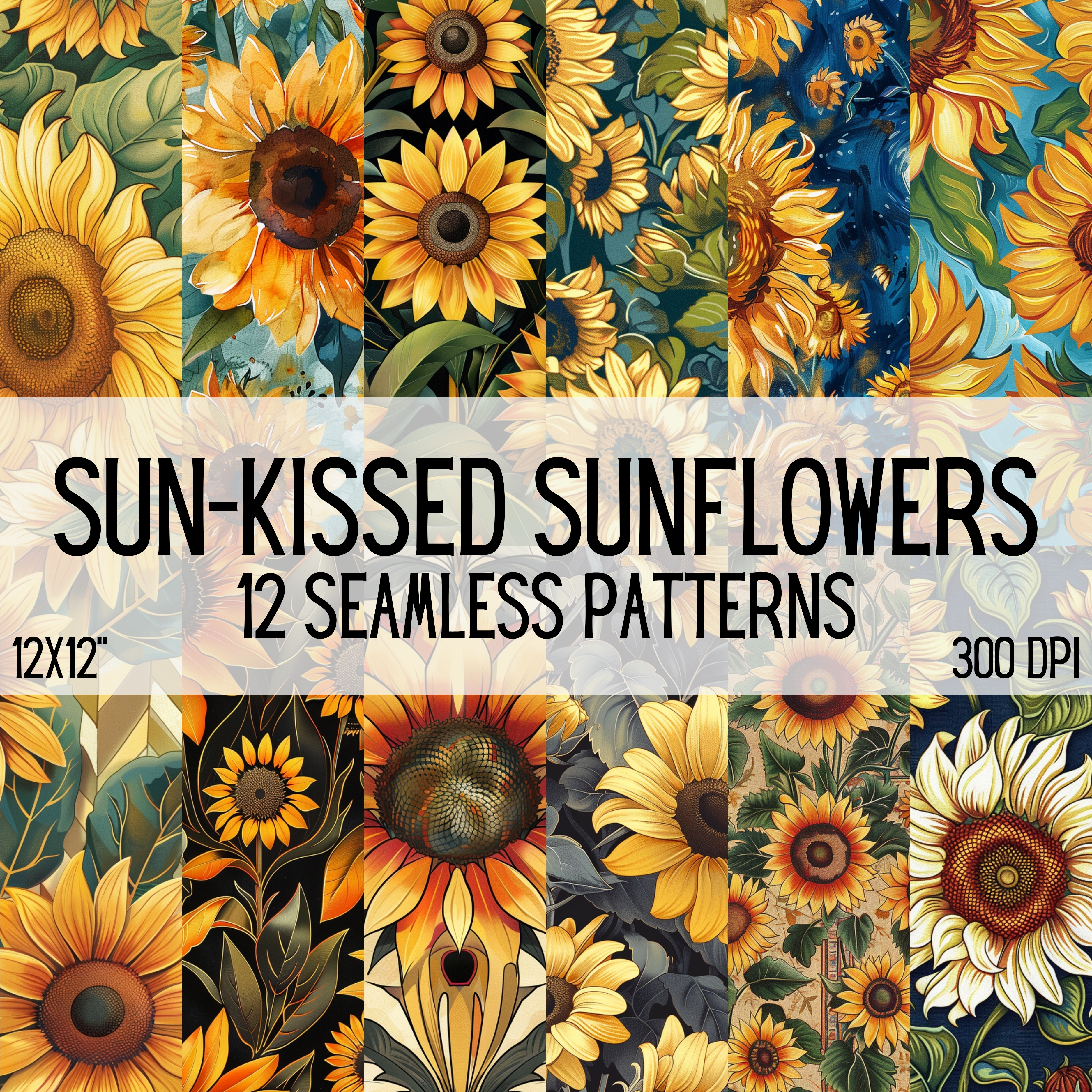 SUN-KISSED SUNFLOWERS Seamless Digital Papers