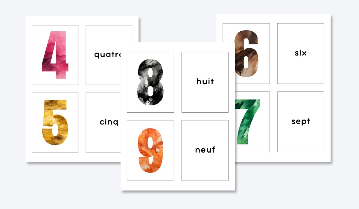 FRENCH 0-10 NUMBER FLASHCARDS