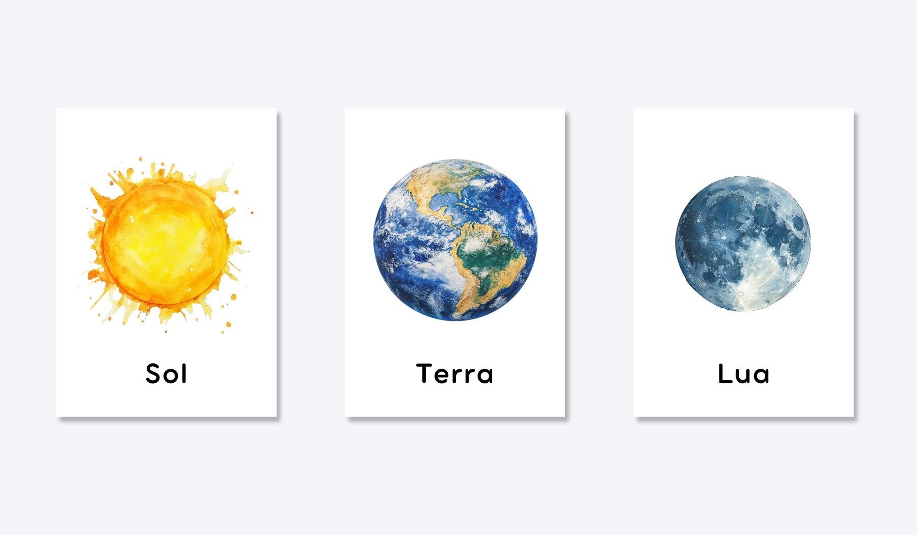 PORTUGUESE SOLAR SYSTEM FLASHCARDS