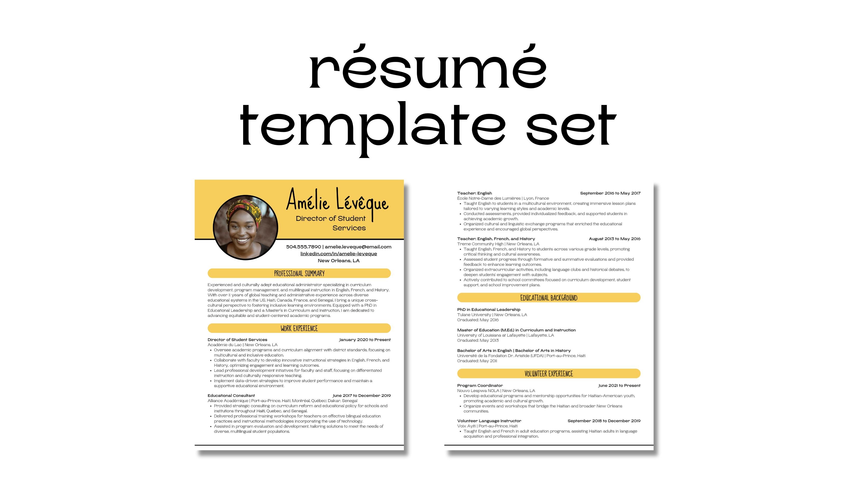 ATS-Friendly Canva Résumé Template Set | AMÉLIE LÉVÊQUE KIT