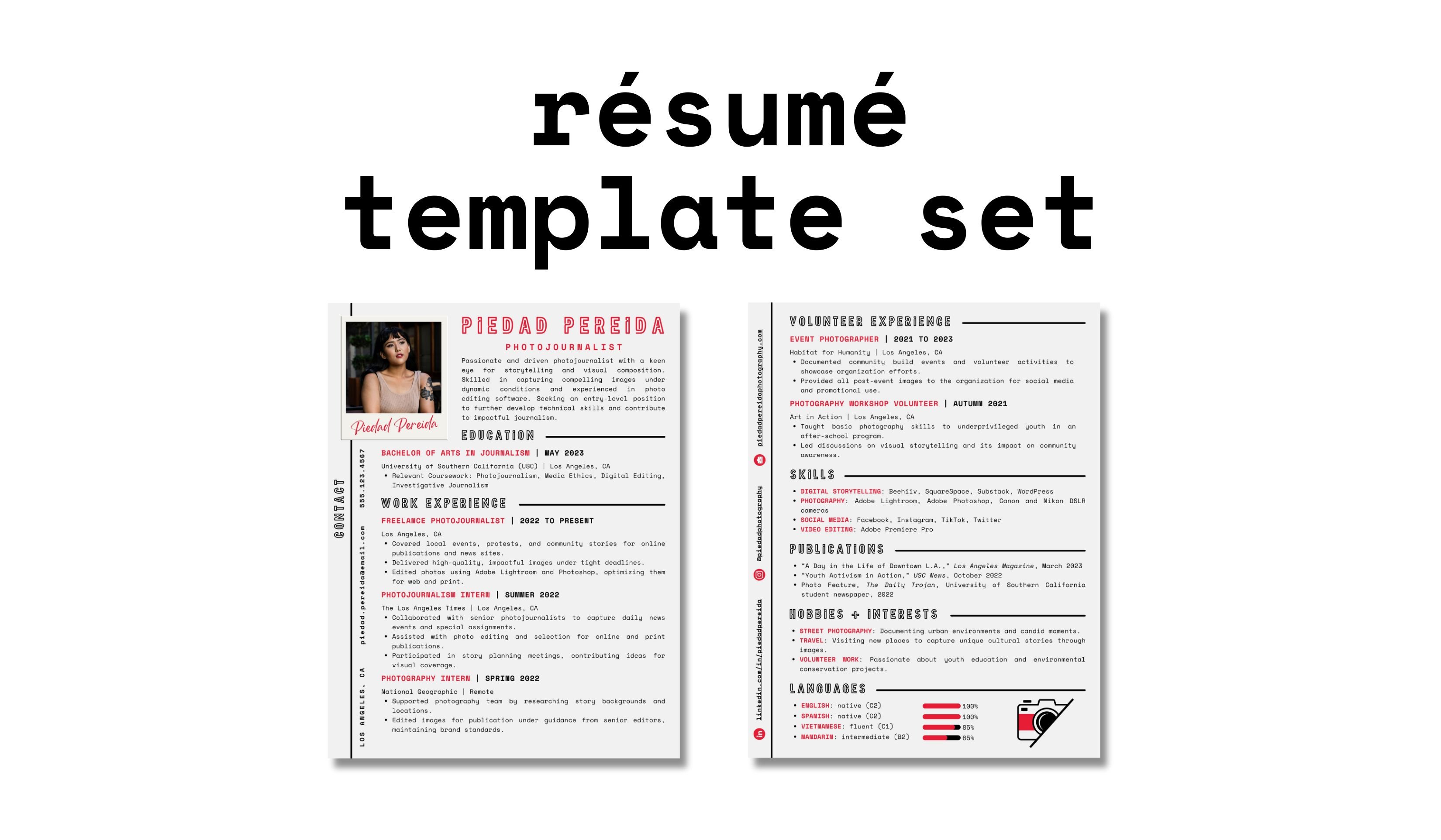ATS-Friendly Canva Résumé Template Set | PIEDAD PEREIDA KIT