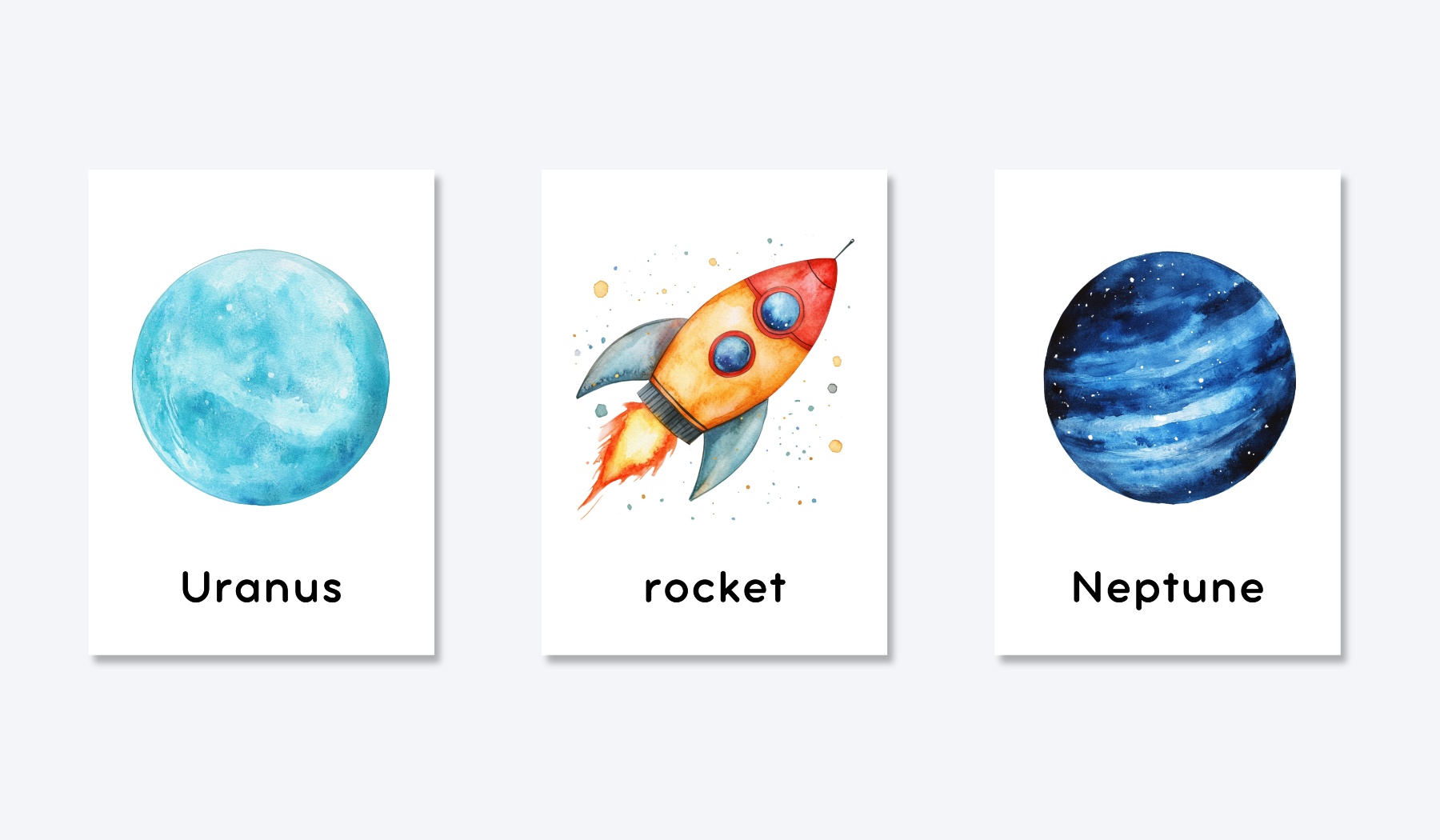 ENGLISH SOLAR SYSTEM FLASHCARDS