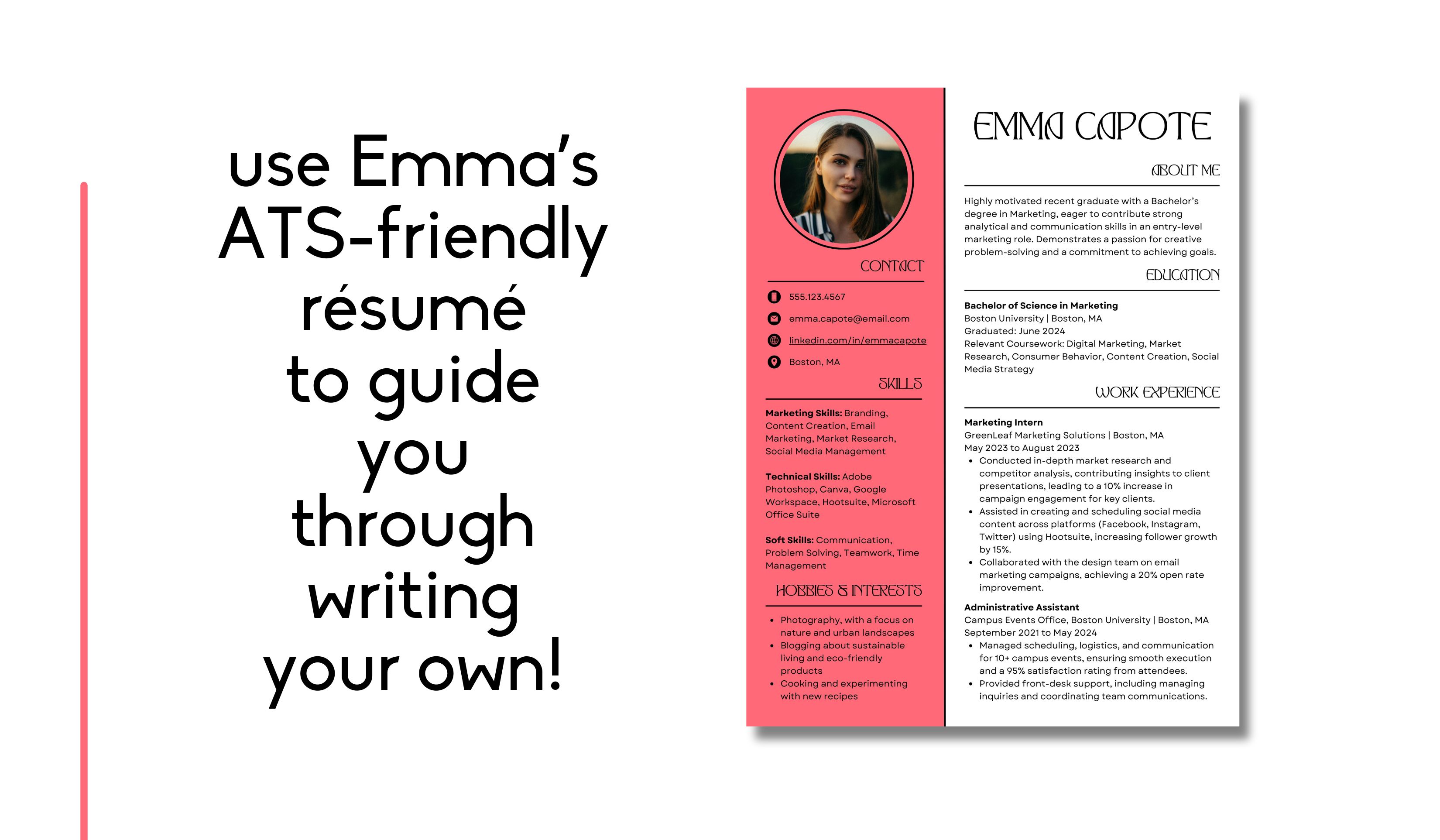 ATS-Friendly Canva Résumé Template | EMMA CAPOTE KIT