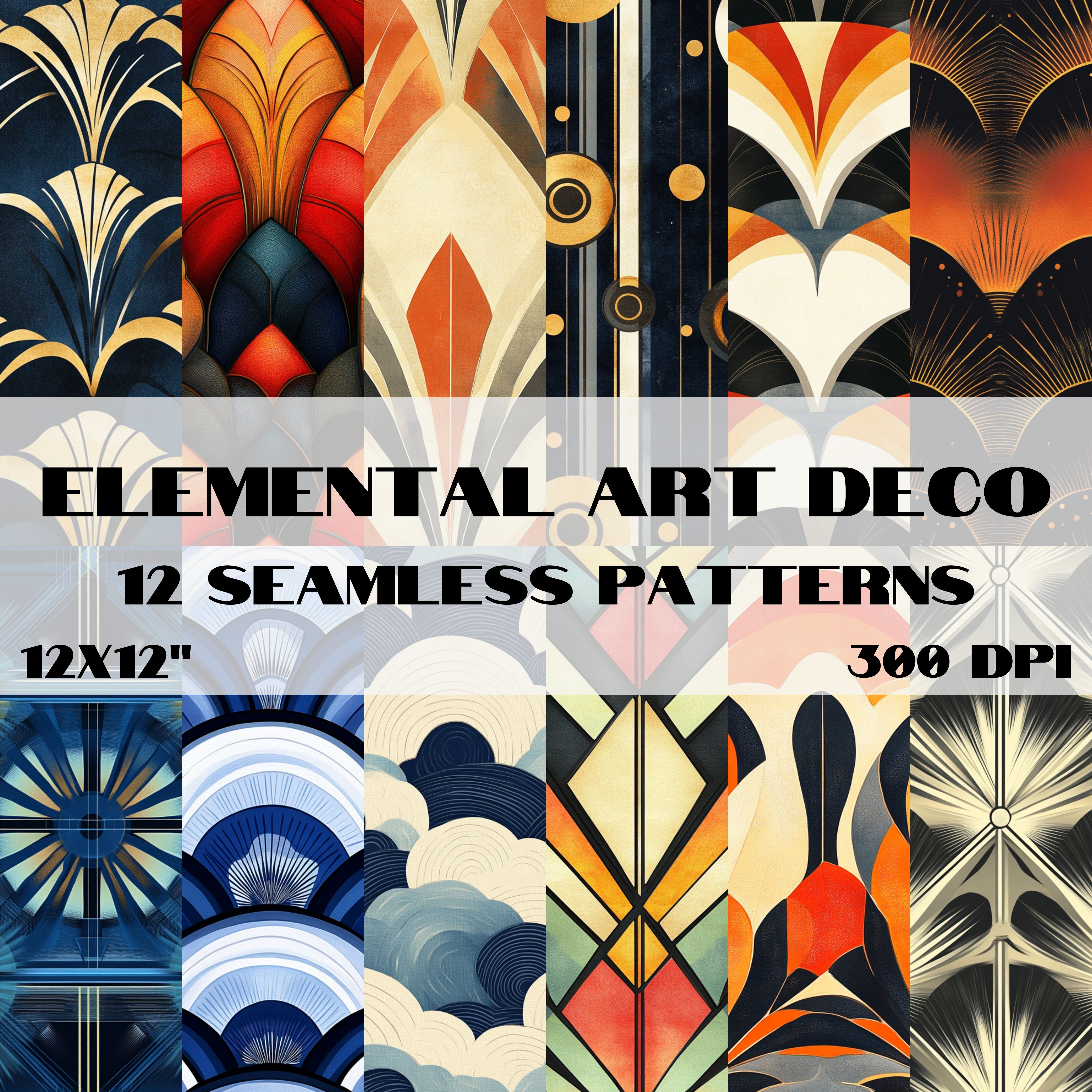 ELEMENTAL ART DECO Seamless Digital Papers