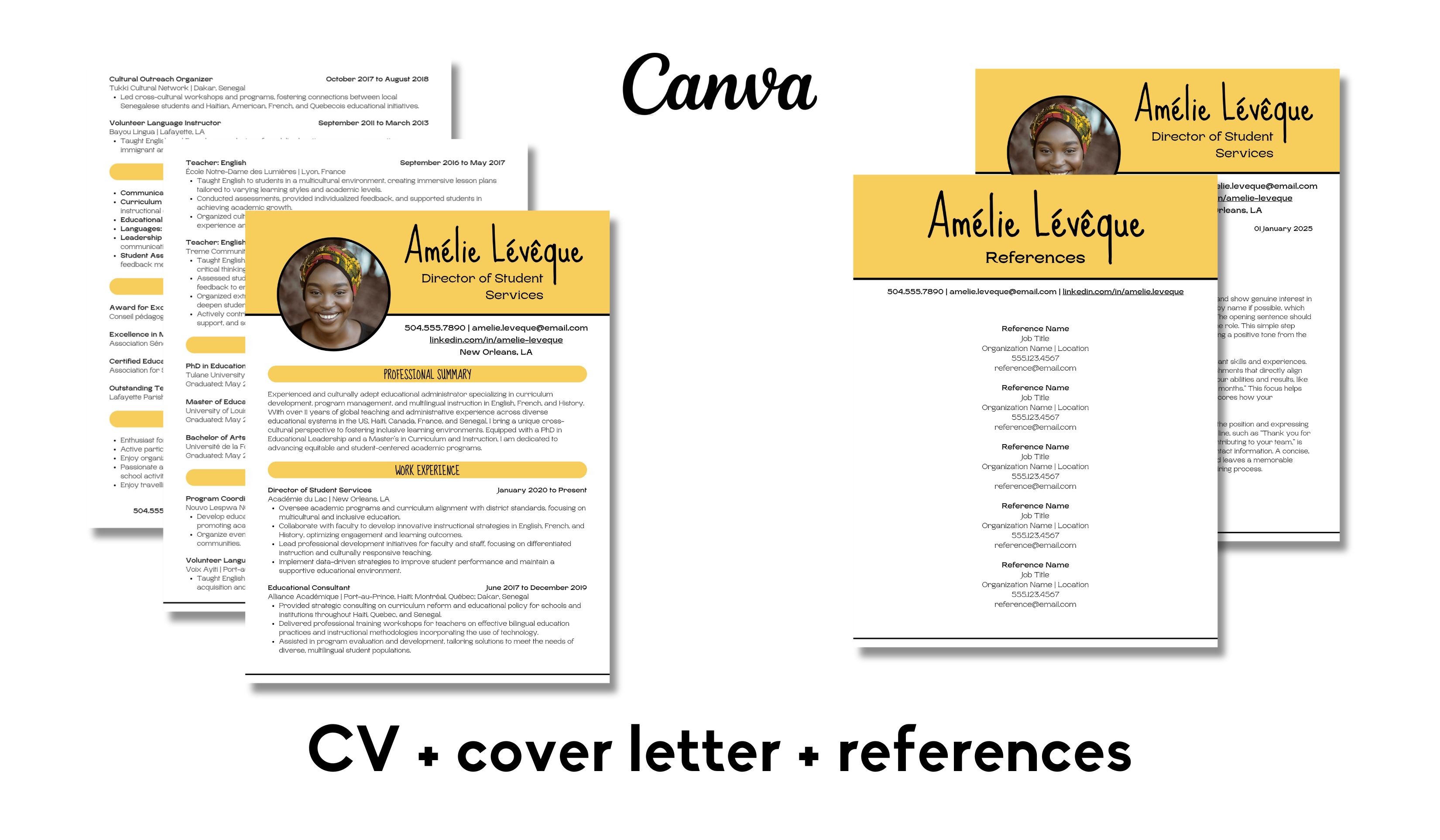 ATS-Friendly Canva Résumé Template Set | AMÉLIE LÉVÊQUE KIT