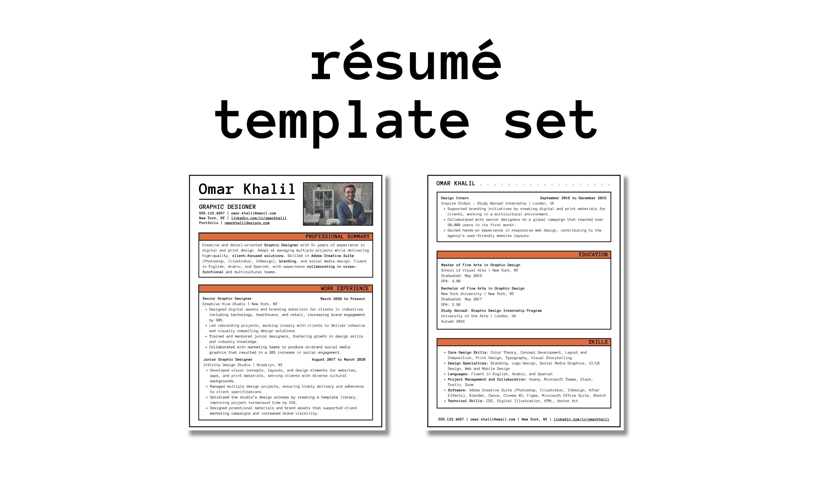 ATS-Friendly Canva Résumé Template Set | OMAR KHALIL KIT