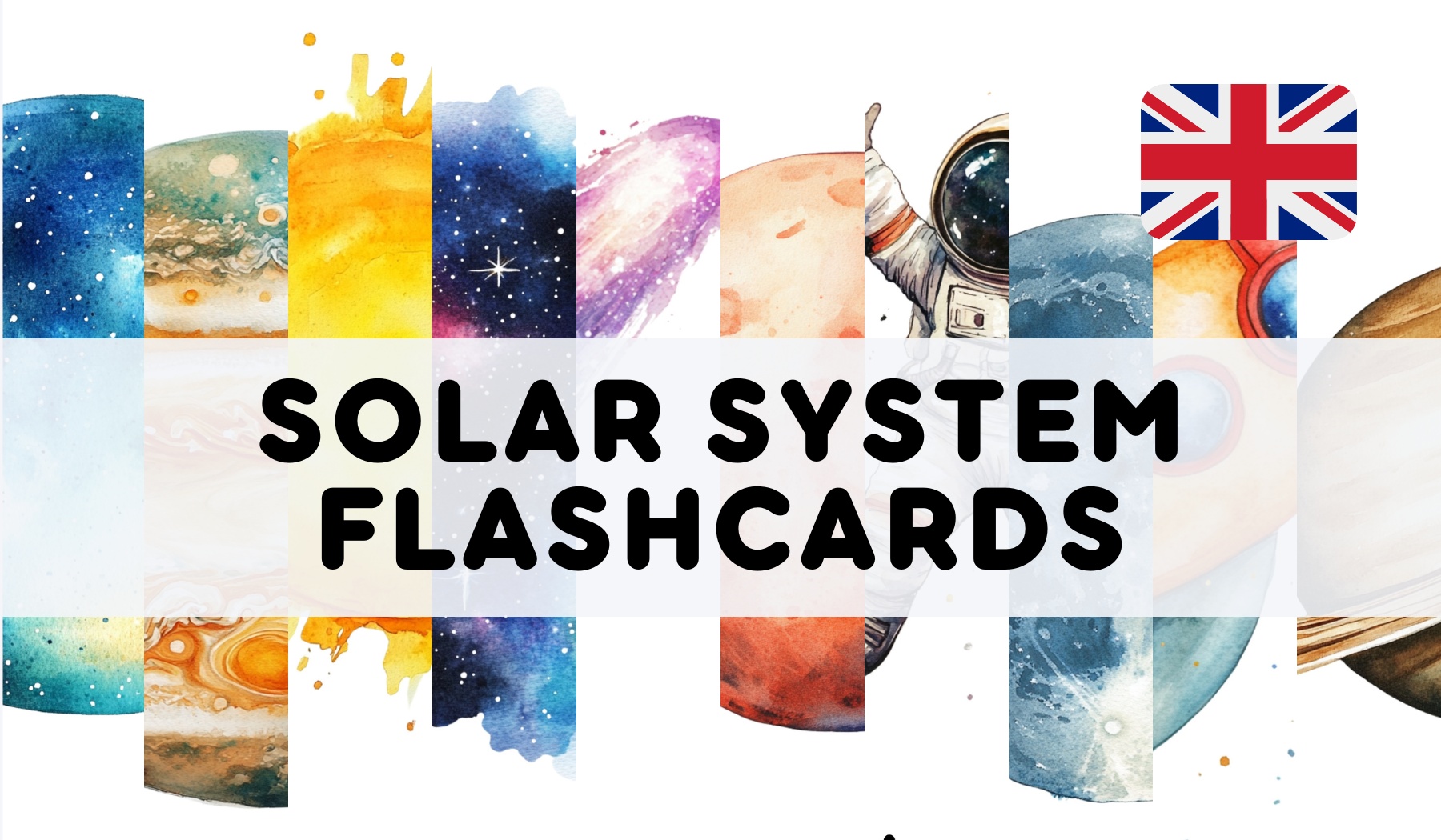 ENGLISH SOLAR SYSTEM FLASHCARDS