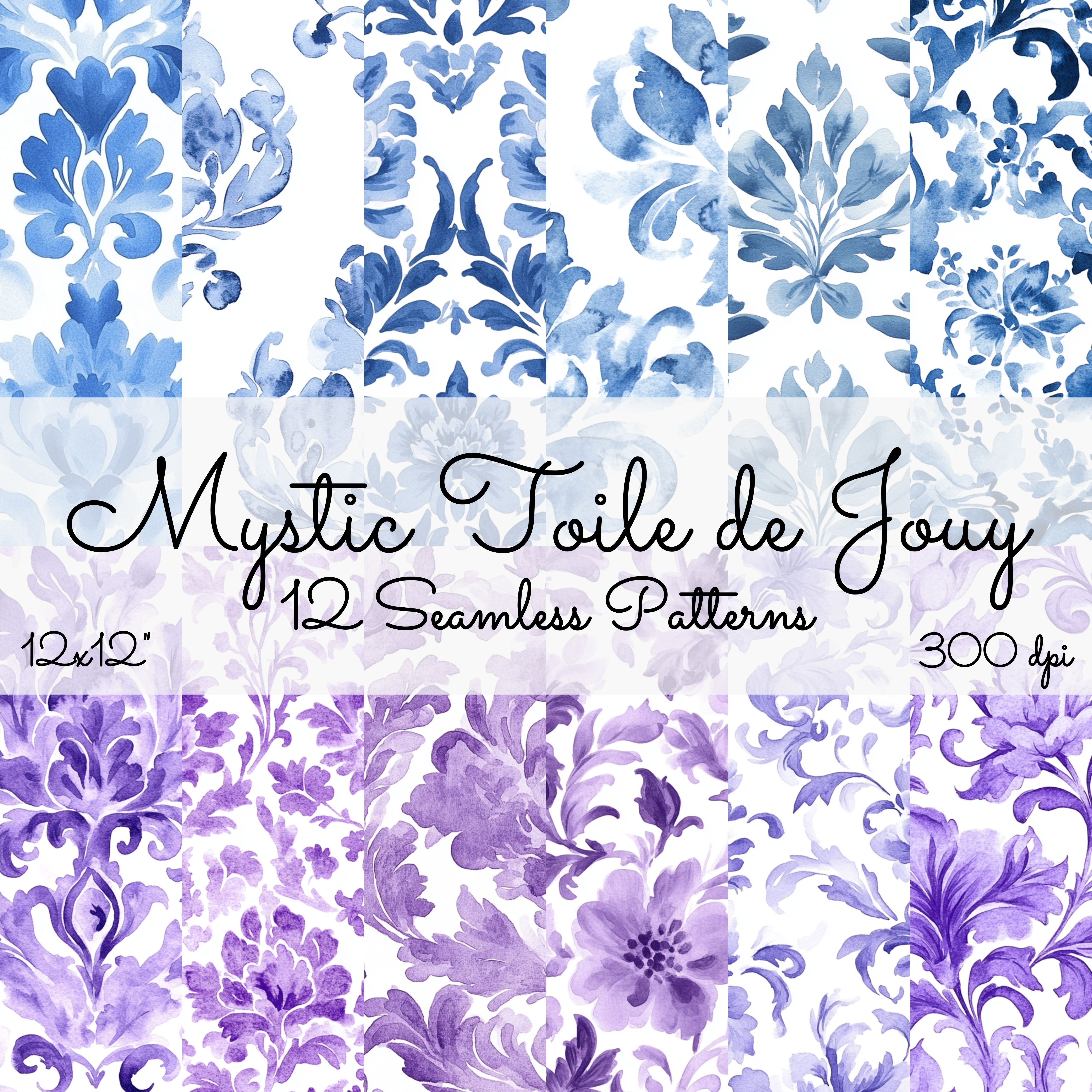 MYSTIC TOILE DE JOUY Seamless Digital Paper Bundle