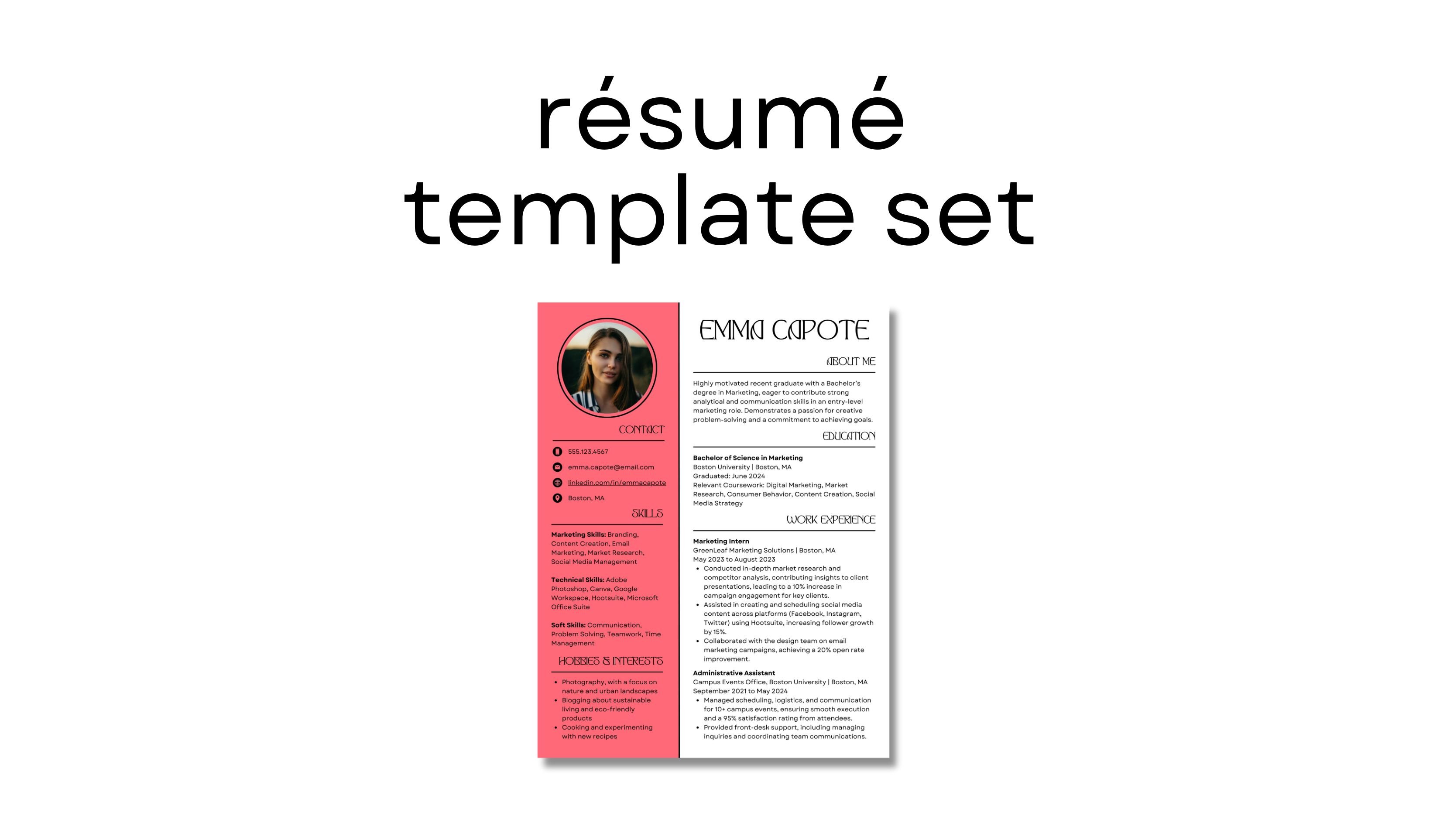 ATS-Friendly Canva Résumé Template | EMMA CAPOTE KIT