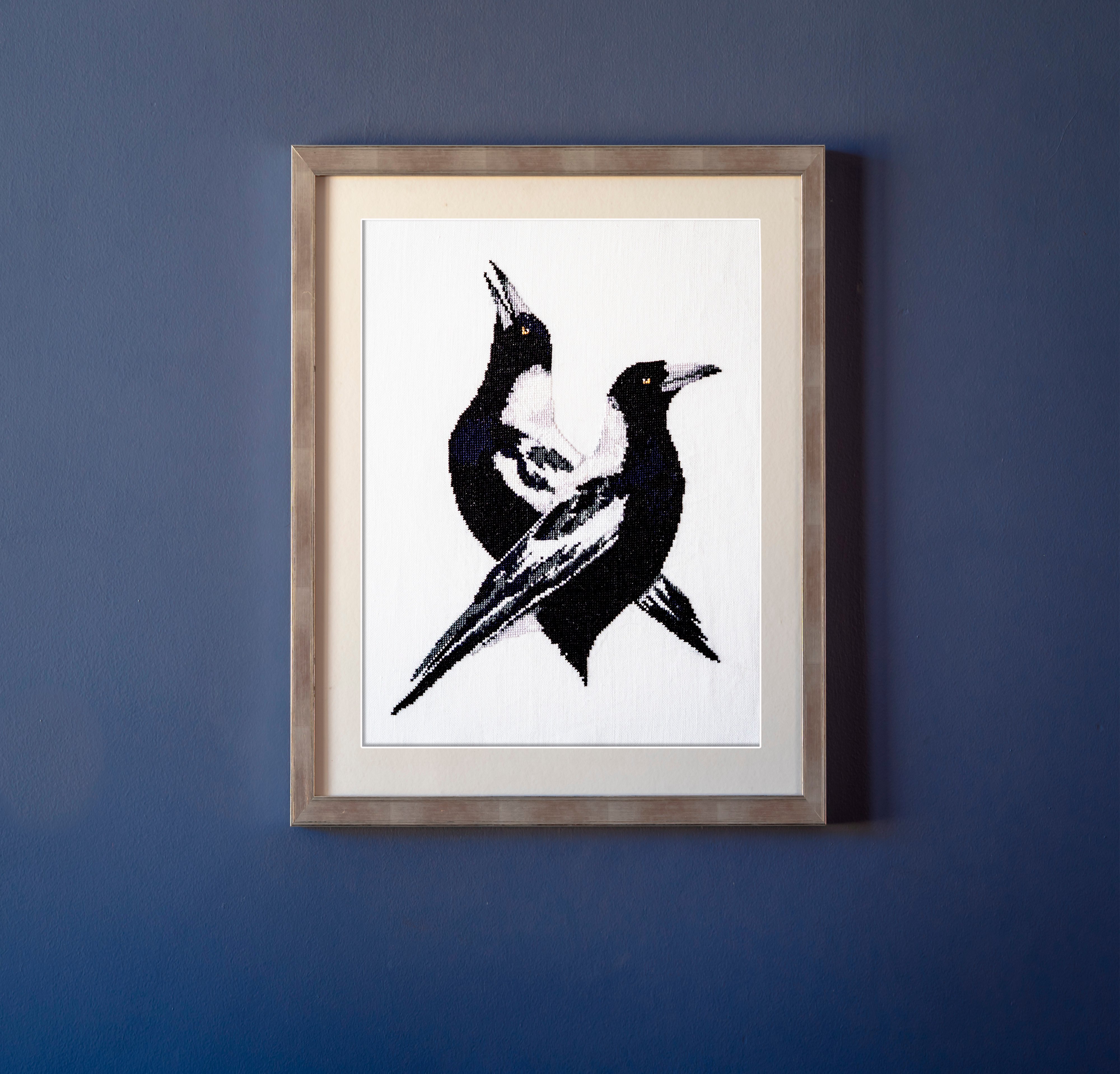 'The Devotees' - Magpie Pair Cross Stitch Design