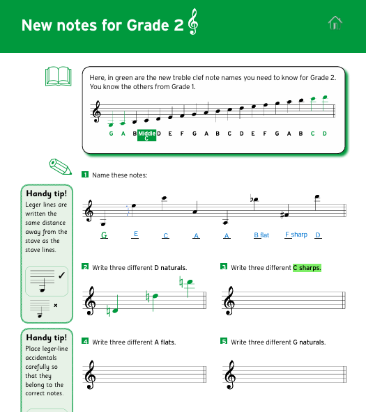 Music Theory Grade 2 - New Notes Treble and Bass Clef Lesson 1