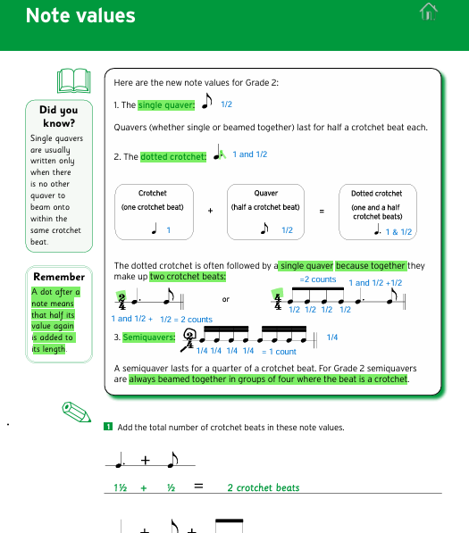Music Theory Grade 2 - New Note Values Lesson 2