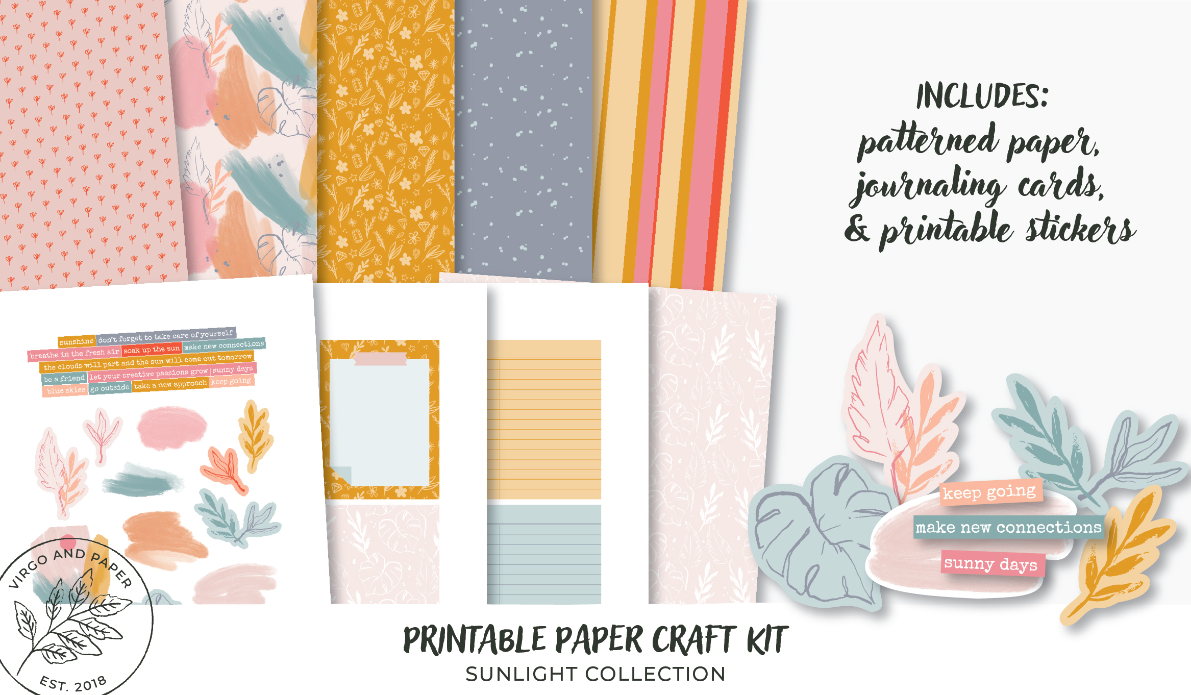 Printable Art Journaling, Collage & Paper Craft Kit - Sunlight