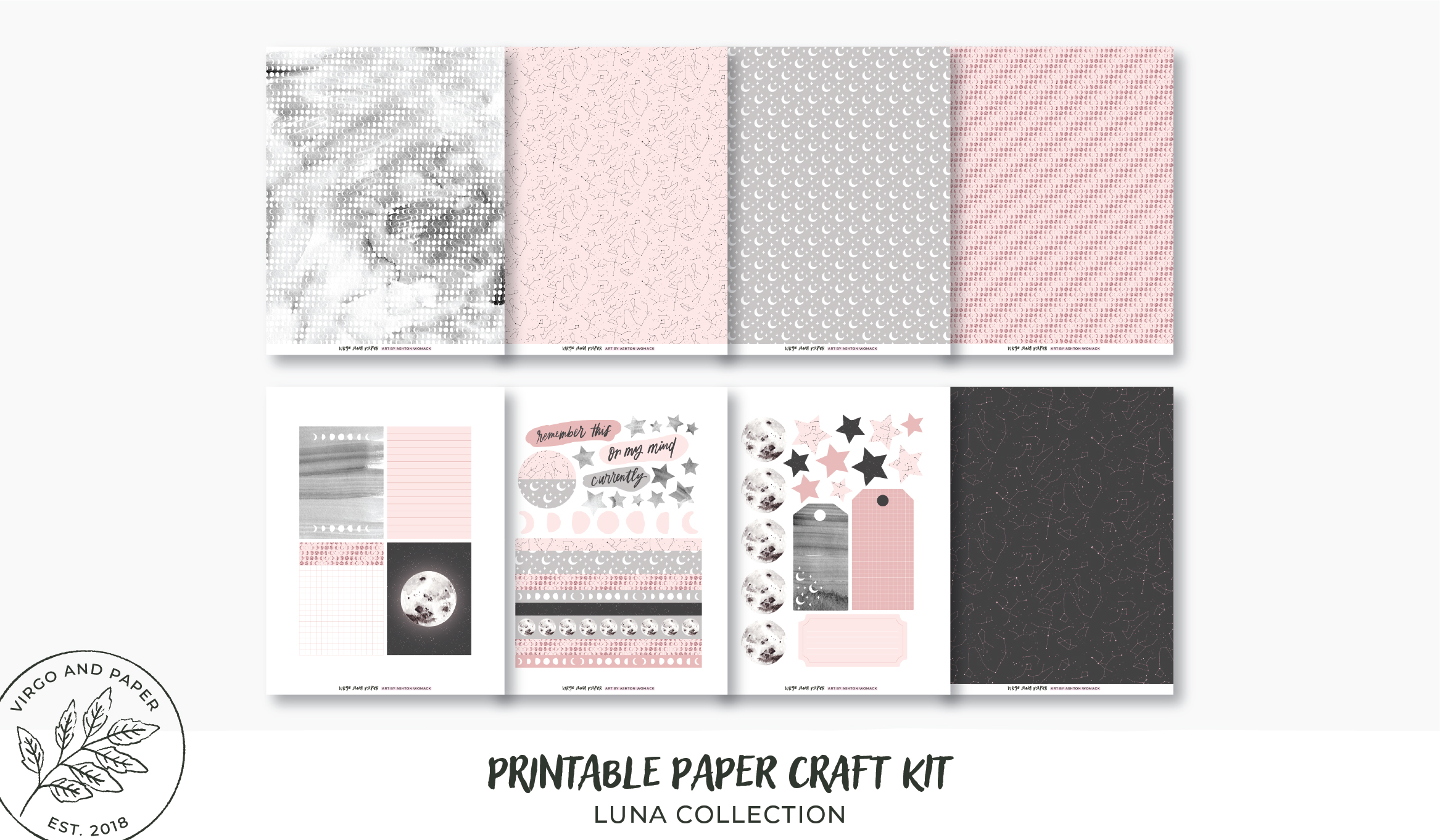 Printable Art Journaling, Collage & Paper Craft Kit - Luna