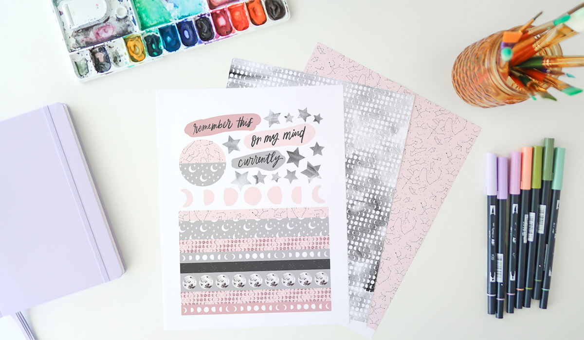 Printable Art Journaling, Collage & Paper Craft Kit - Luna