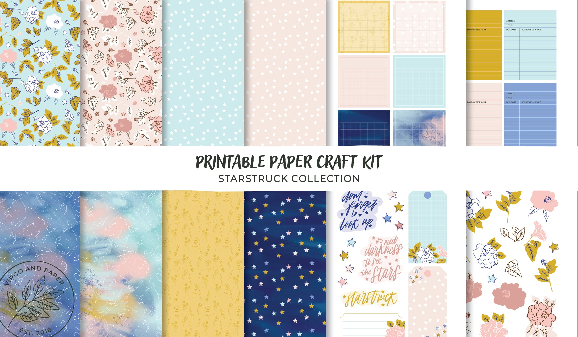 Printable Art Journaling, Collage & Paper Craft Kit - Starstruck
