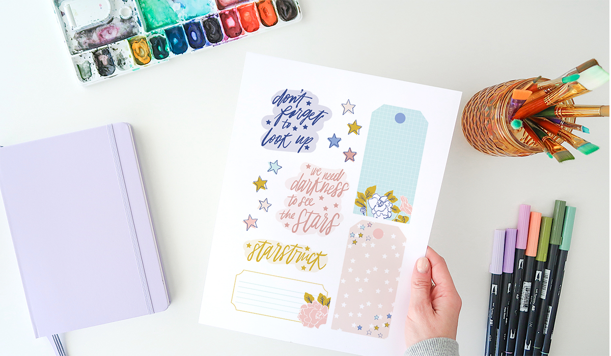 Printable Art Journaling, Collage & Paper Craft Kit - Starstruck