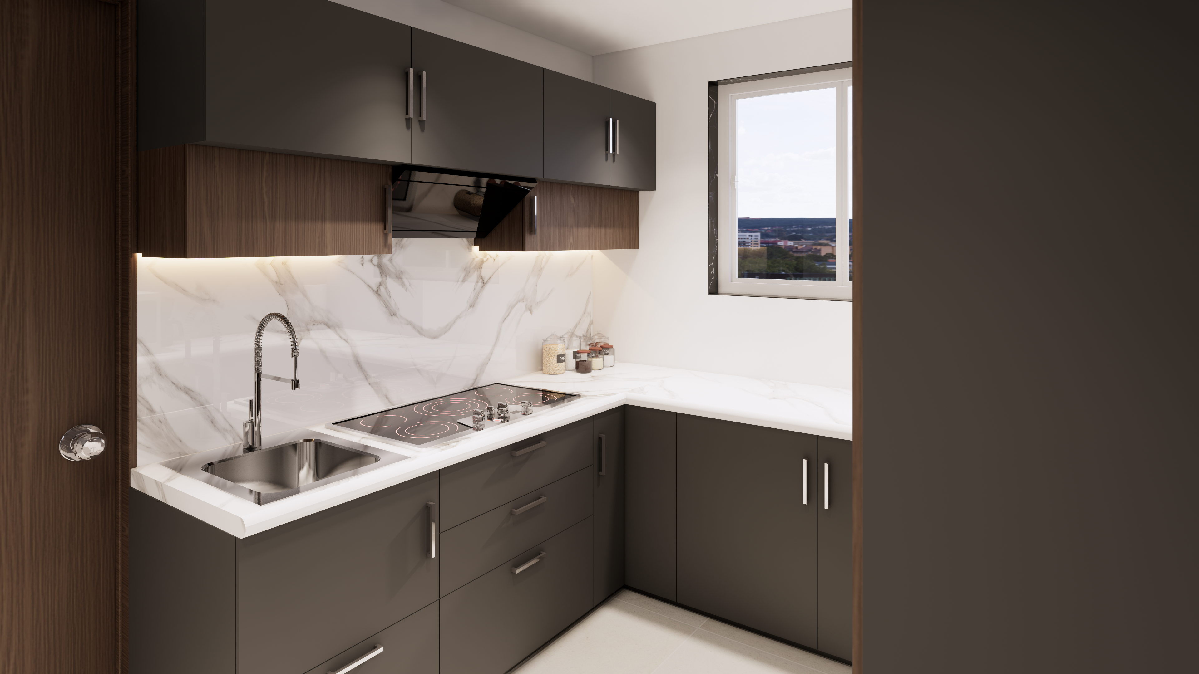 Modern Kitchen Interior Design – SketchUp 3D Model with Material