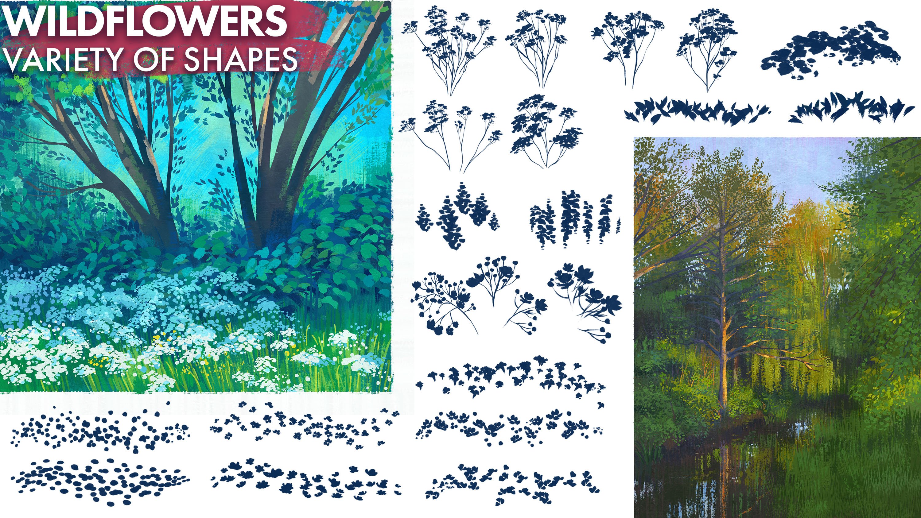 Hand-painted Gouache Brushes for Photoshop and Procreate