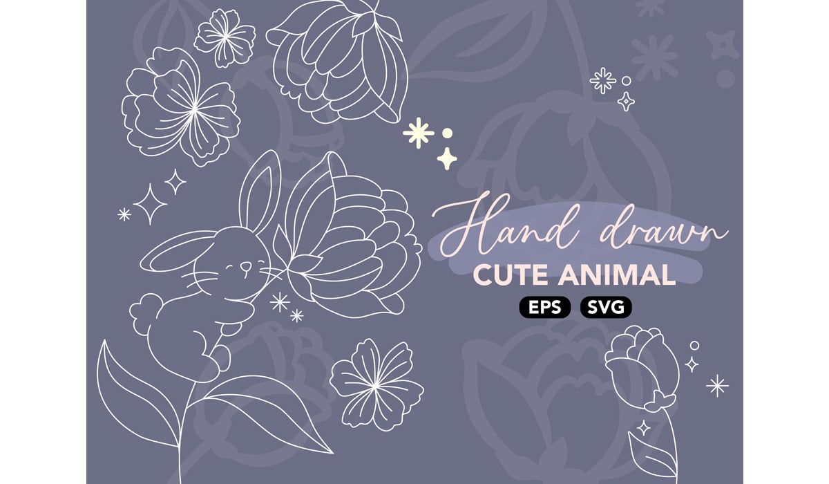 beautiful floral animal line art SVG