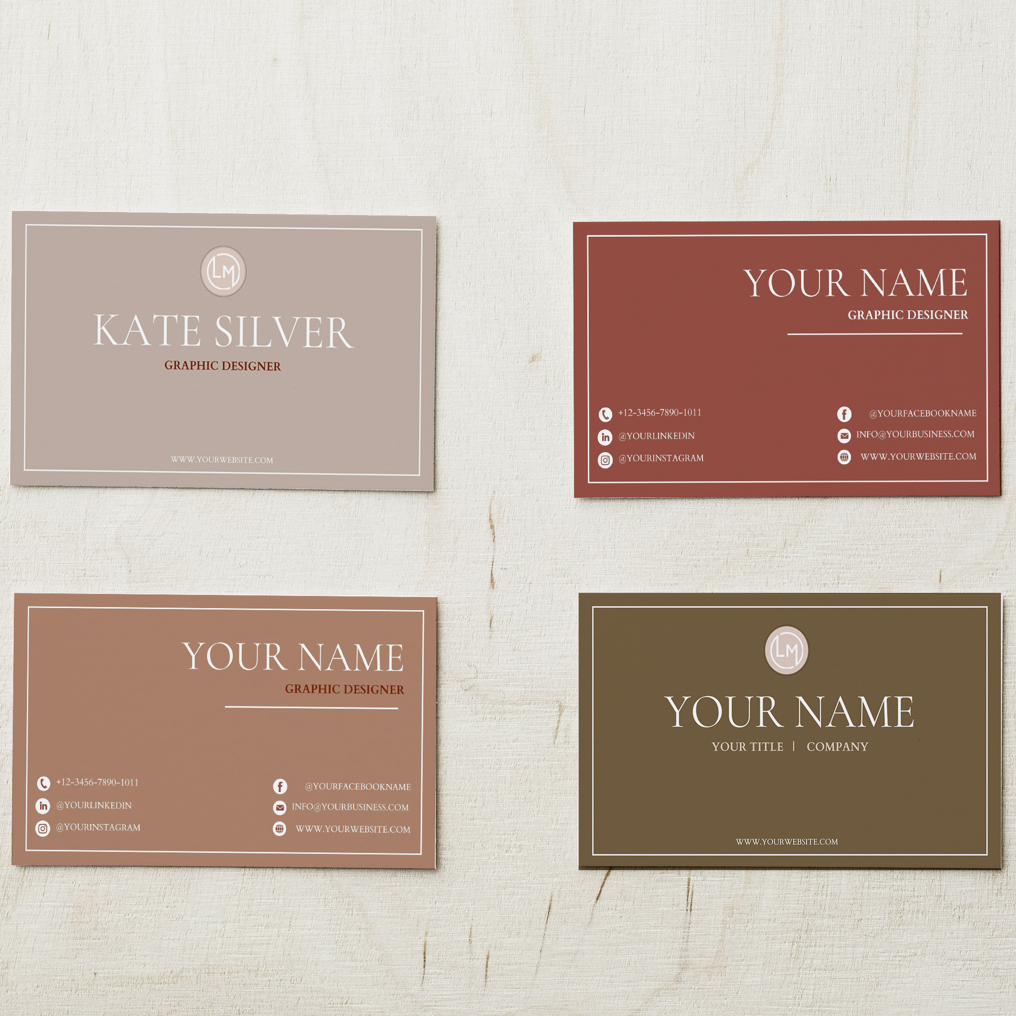 Minimalist Business Card in Template Canva - 5 Color options