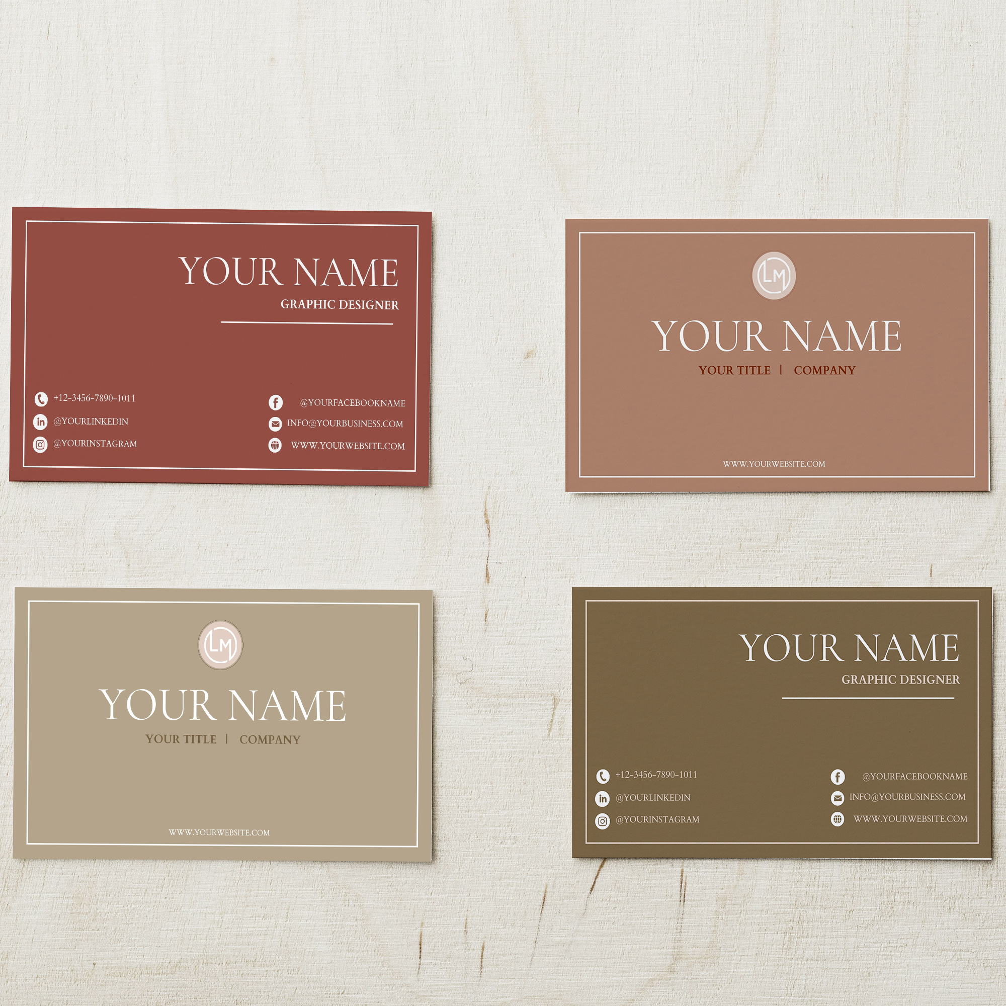 Minimalist Business Card in Template Canva - 5 Color options