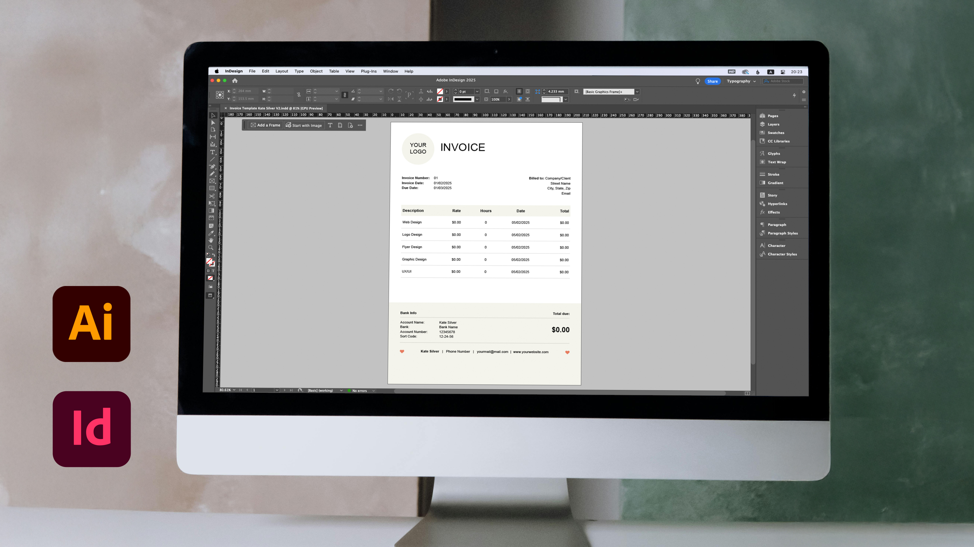 Invoice Template for Freelancers – Adobe InDesign & Illustrator