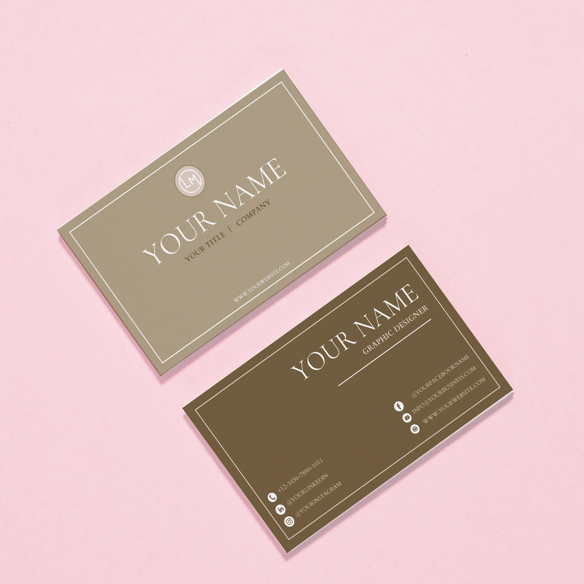 Minimalist Business Card in Template Canva - 5 Color options