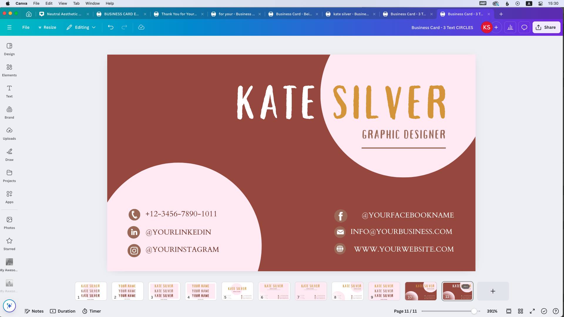 Playful Business Card Template Edit in Canva & Adobe Illustrator