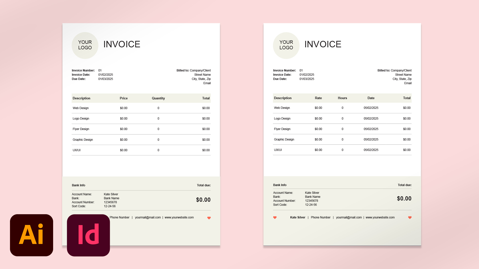 Invoice Template for Freelancers – Adobe InDesign & Illustrator