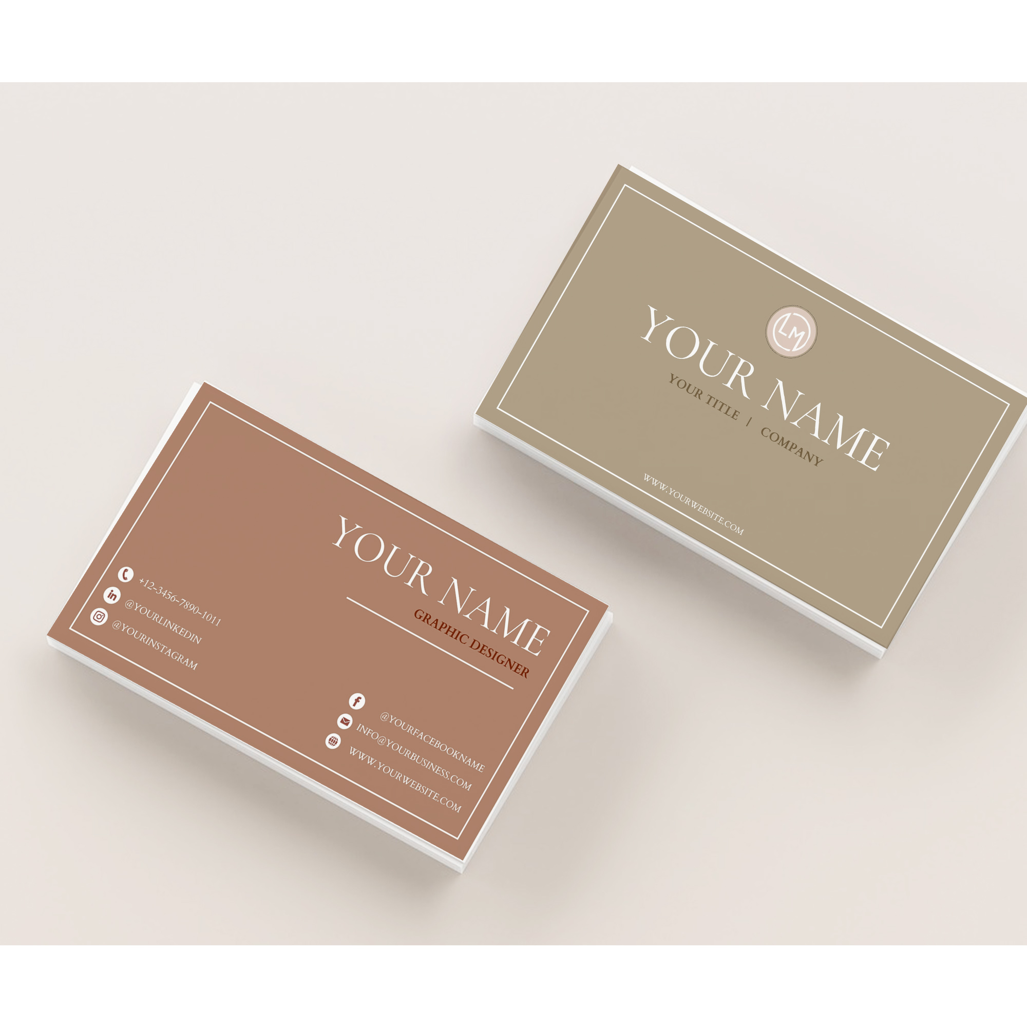 Minimalist Business Card in Template Canva - 5 Color options