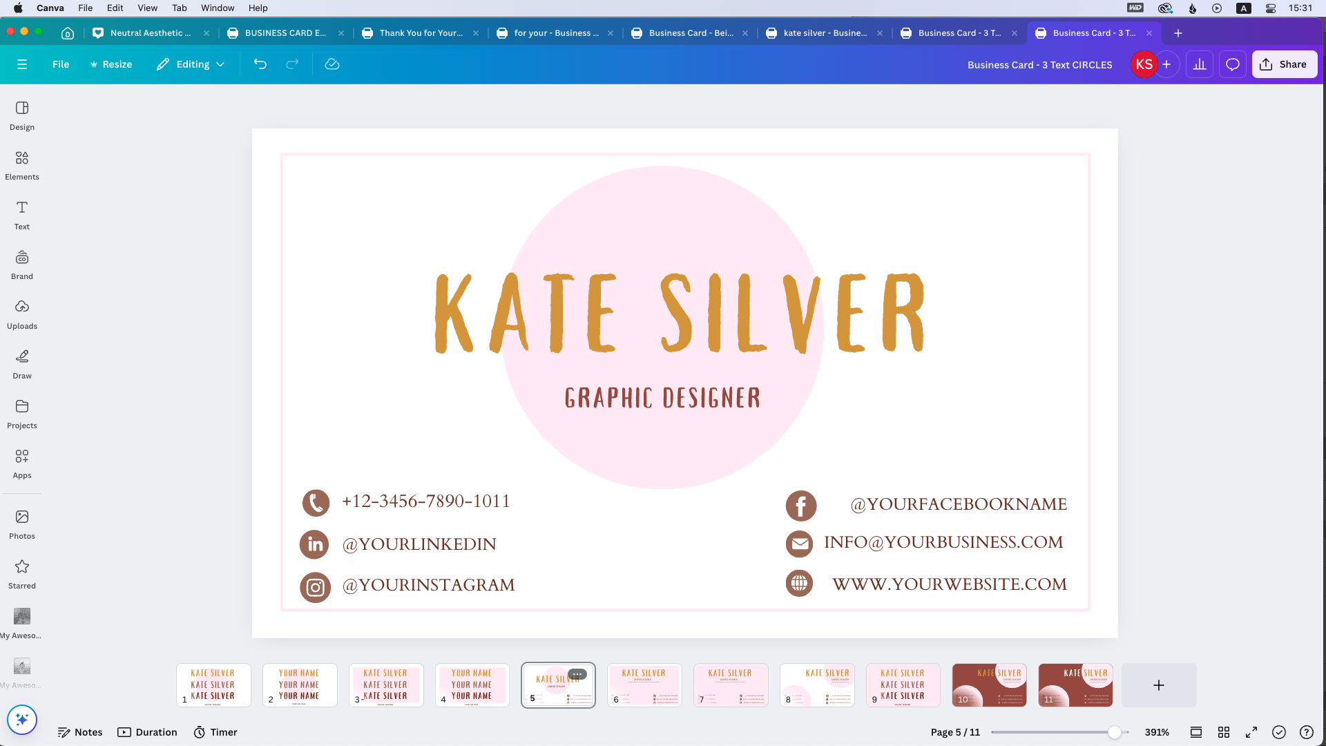 Playful Business Card Template Edit in Canva & Adobe Illustrator