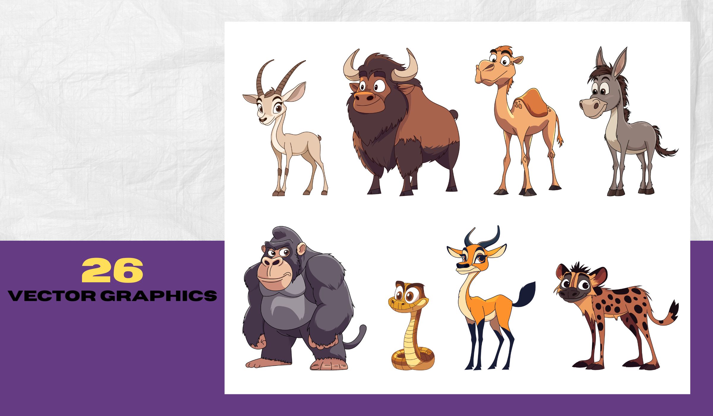 Wild animals clipart bundle in cartoon style