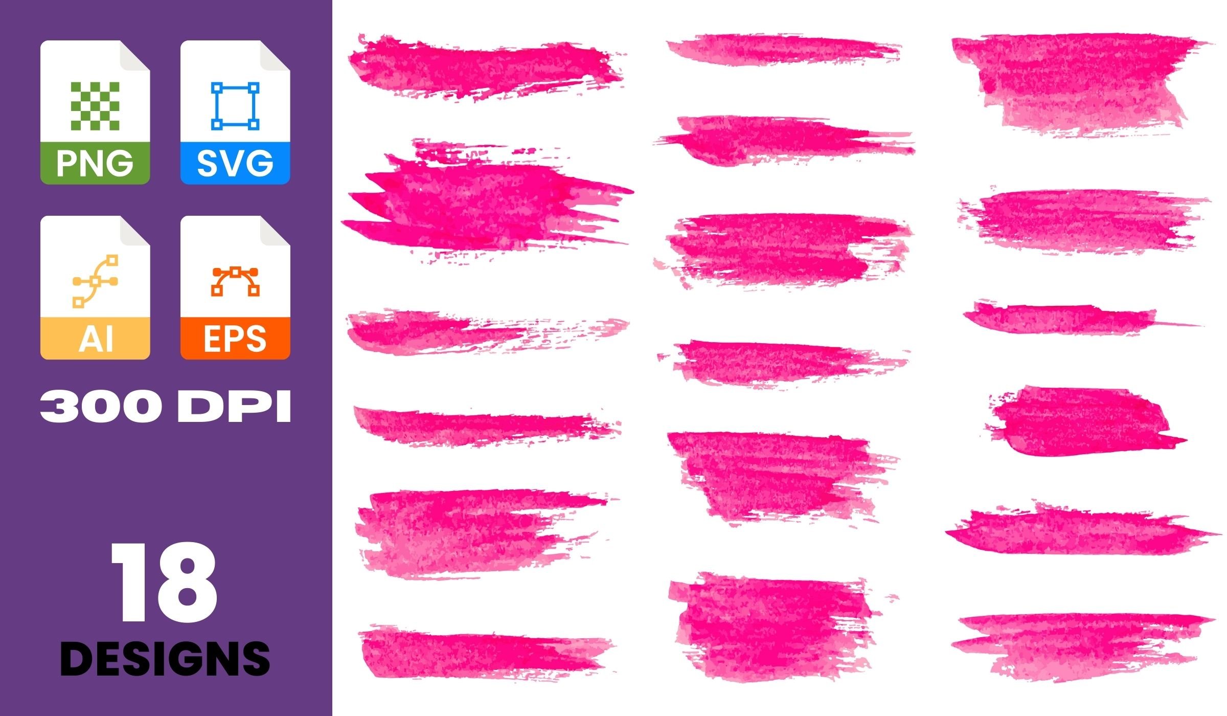 Pink Watercolor Brush Strokes Clipart