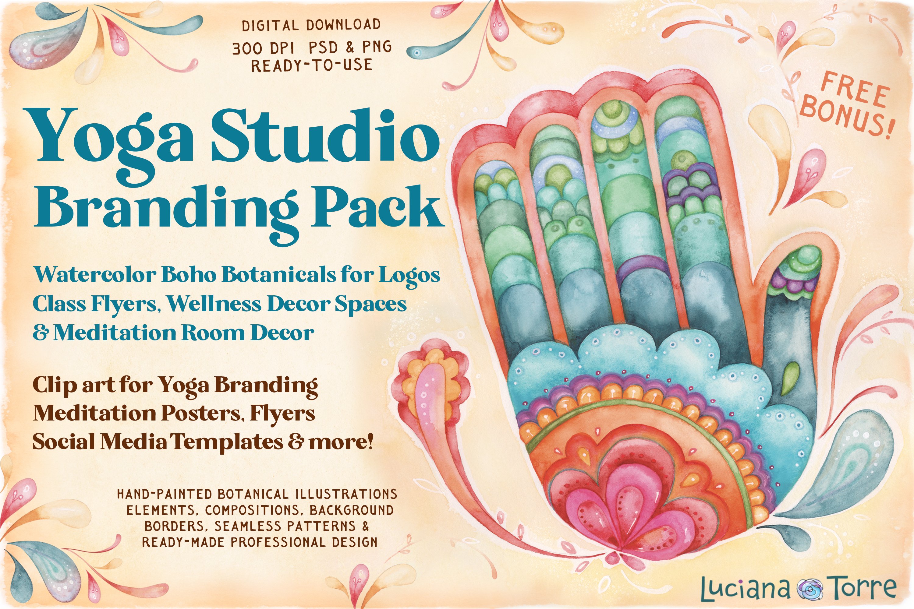 Yoga Branding Pack: Meditation Clipart & Wellness Canva Template