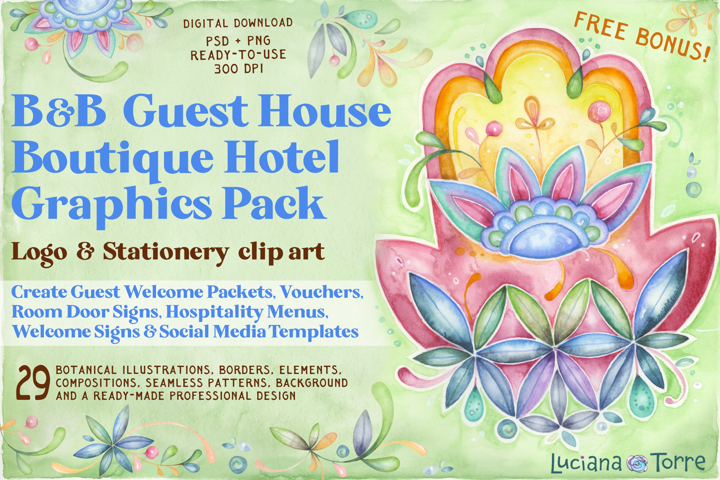 B&B Branding Pack + Boutique Hotel & Guest House Graphics