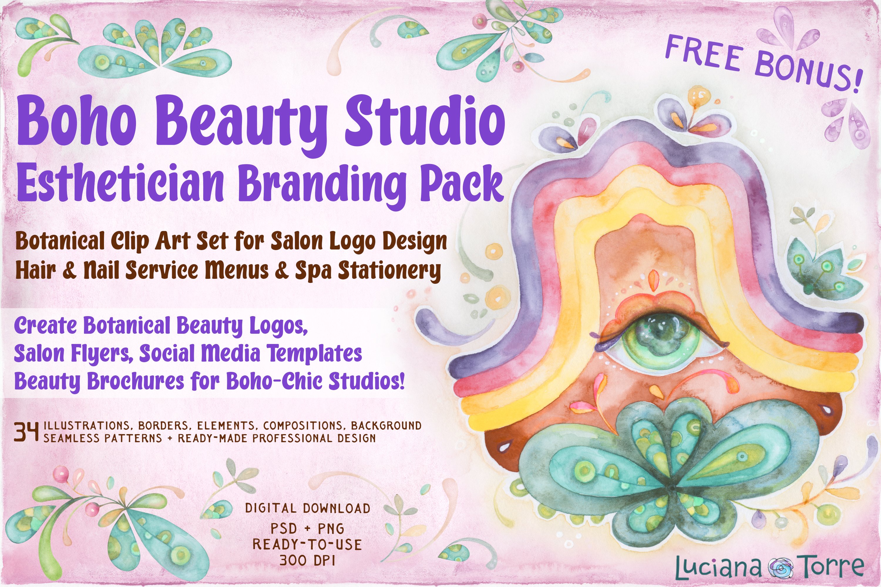 Beauty Salon Branding Pack: Makeup Artist, Hair & Nail, Spa