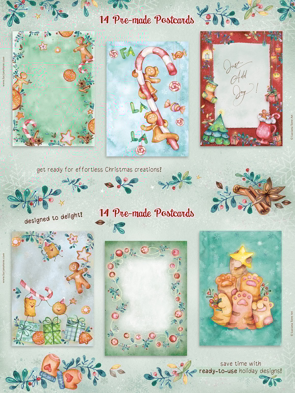 Christmas Holidays Clip Art set + Advent Calendar Printables DIY