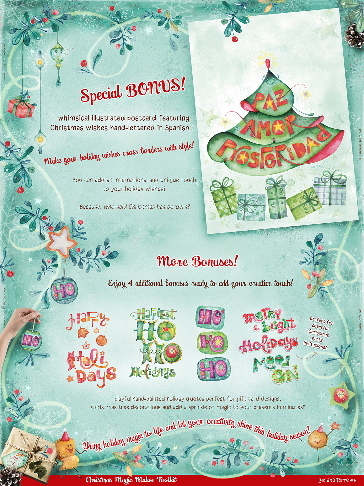 Christmas Holidays Clip Art set + Advent Calendar Printables DIY