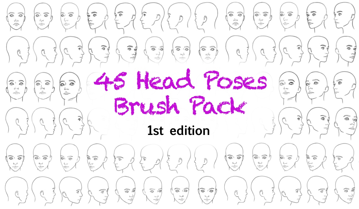 45 Head Poses Brush Pack for Procreate 